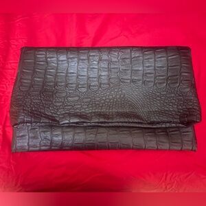 Black Crocodile Embossed FauxLeather clutch